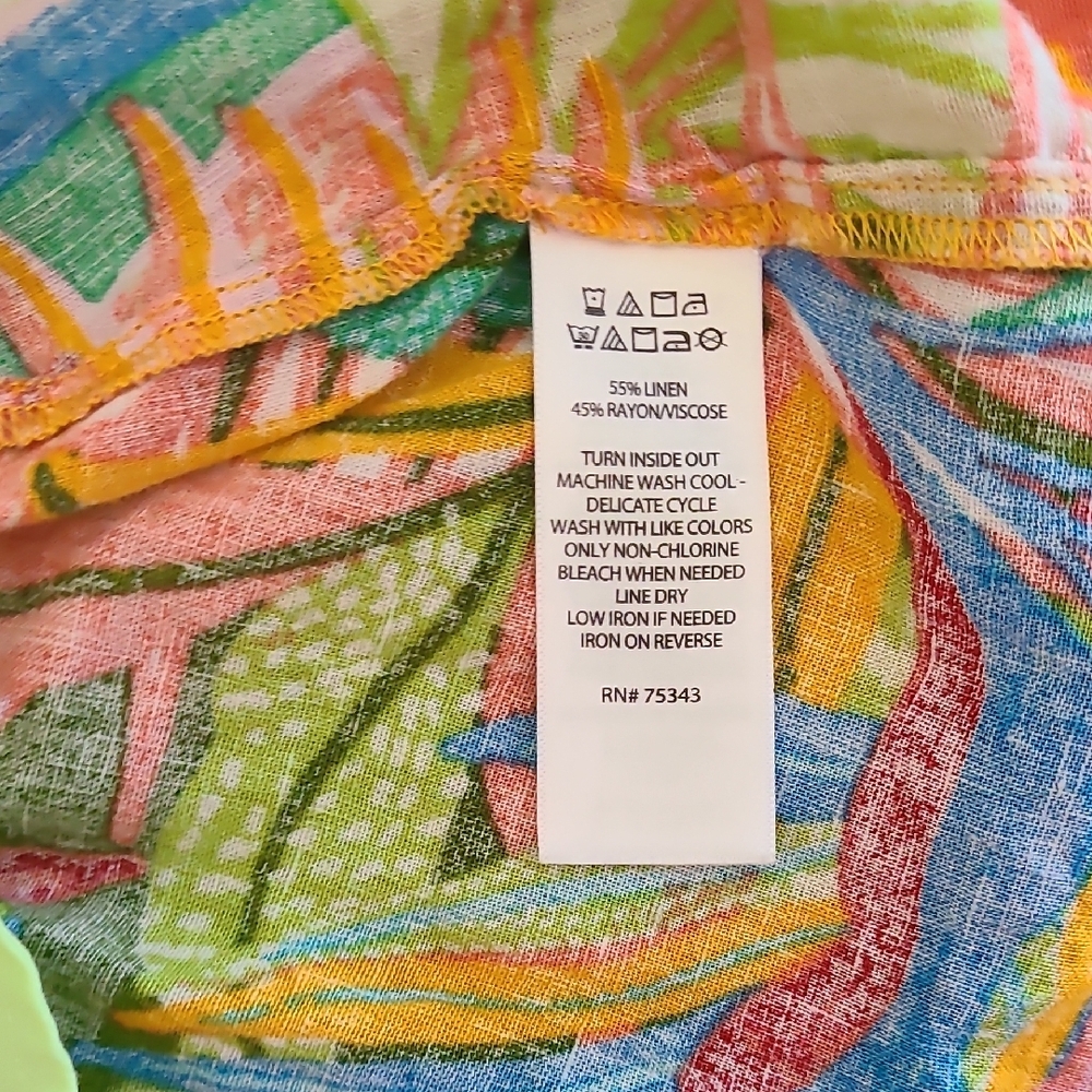 C&C California Vibrant Multicolor Mini Dress Sleeveless Coverup Linen Blend - Picture 9 of 11